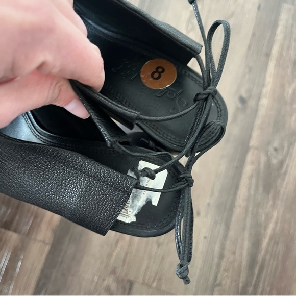 Splendid Heels Women's 10 Lynn Leather Ankle Sandals Black Peep Toe - Picture 5 of 7